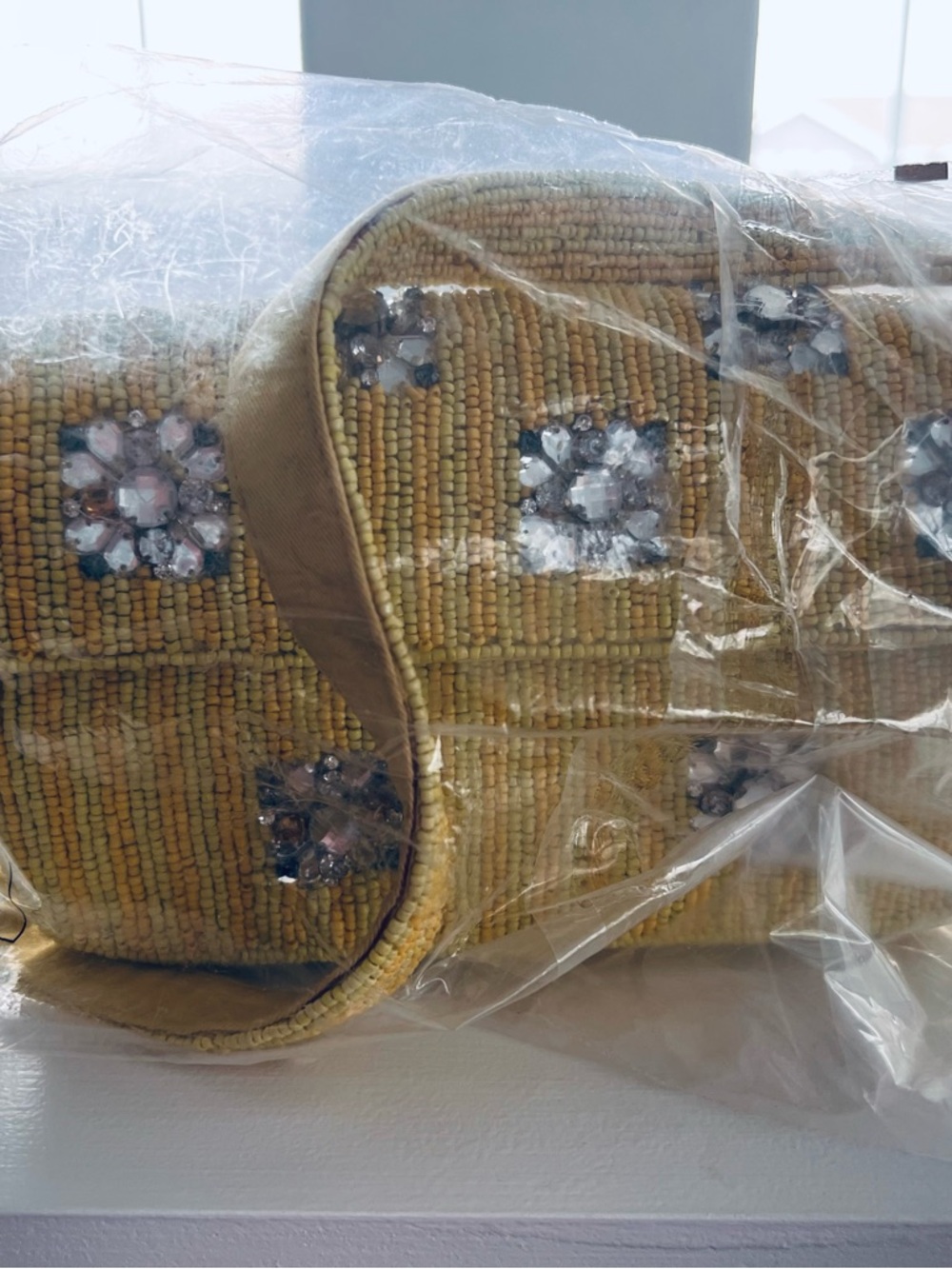 Anthropologie The Fiona Beaded Bag Yellow Geometric - Picture 7 of 9